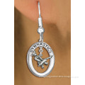 Lead, Cadmium, & Nickle Free "Gymnastics" Open Oval Gymnast Posed On A Pommel Horse Charm Earring